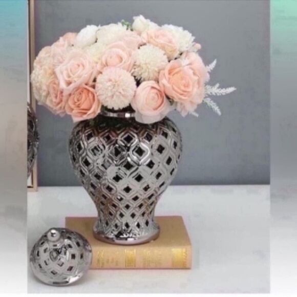 New Silver Ginger Jar with Lid - Picture 13 of 13